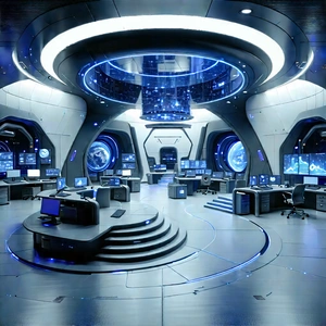 Futuristic Innovation Hub With Futuristic Setting,