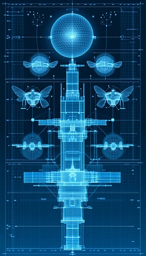 image, there blue white drawing