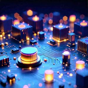 Tech Isometric Design: Close-up Of Sensor Array With Futuristic Cityscape