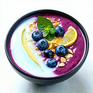 Lifestyle Long Exposure Photography: Smoothie Bowl Prepared With Organic Components With Bowl Filled