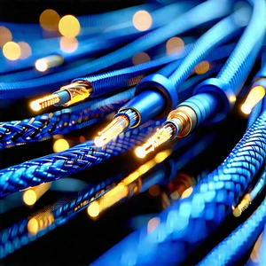 Close-up of fiber optic cables