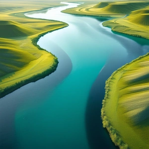 Nature Cinema 4D: Aerial view of winding river