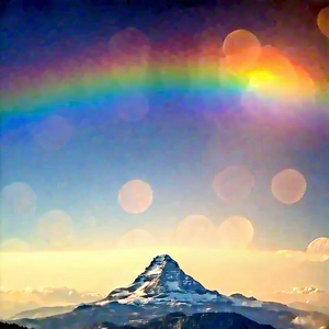 Nature Digital Illustration: Rainbow Over (mountain:1.49) Peak With Majestic Mountain
