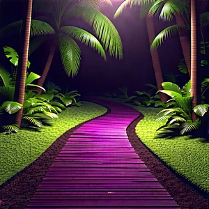 Nature 3D Render: Path through tropical jungle