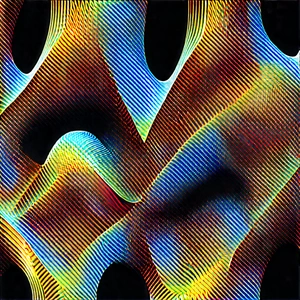 Abstract Sumi-E Painting: Fractal pattern with high-contrast color palette