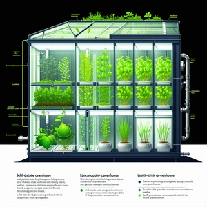 The Image Is A Black And White Drawing Of A Greenhouse Filled With Various Plants