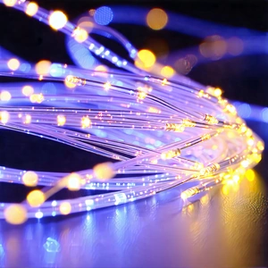 Tech Tilt-shift Photography: Close-up Of Fiber Optic Cables With Close-up Blue