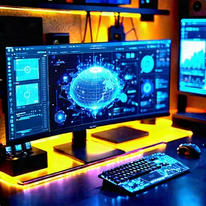 Futuristic digital workspace