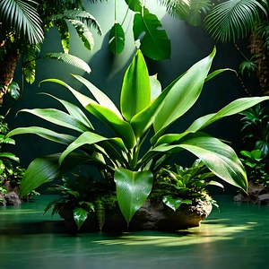 Nature Product Photography: Tropical Plants In Natural Setting With Large Green