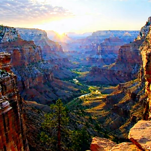 Nature Matte Painting: Canyon During Sunrise With Captures Breathtaking