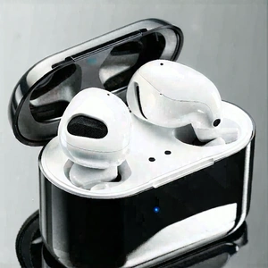 Tech Editorial Photography: Wireless earbuds with user interface