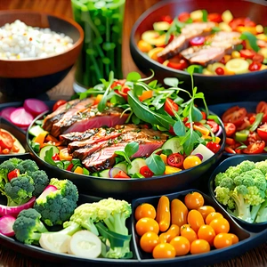 Lifestyle Abstract Design: Farm-to-table meal prepared with vibrant colors