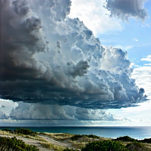Nature Professional Photography: Dramatic Clouds Over Coastline With Beach Large
