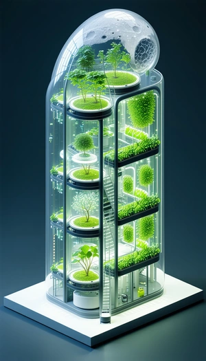 A Large, Multi-layered Greenhouse Is Filled With A Variety Of Plants