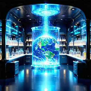 Futuristic Research Laboratory With Large, Blue