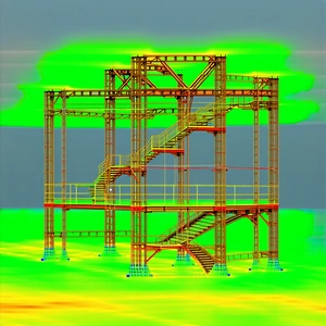 The Image Is A 3d Model Of A Large Structure, Possibly A Building Or A Bridge