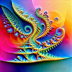 Abstract Acrylic Painting: Fractal pattern with high-contrast color palette