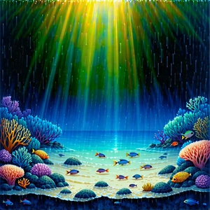 Nature Lithograph: Coral Reef In Rainy Season With Beautiful Underwater