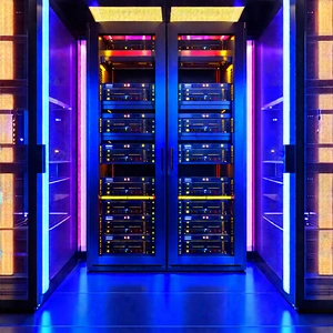 Server Rack With Neon Accents With Image, There