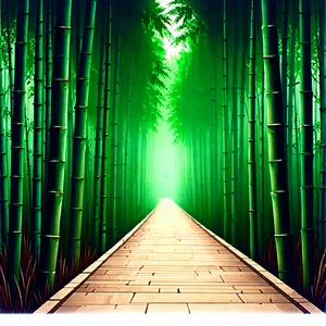 Nature Ink Drawing: Path Through Bamboo Grove With Image, There