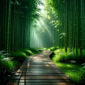 Nature Voxel Art: Path through bamboo grove