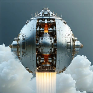 A Futuristic Spacecraft With A Large, Round