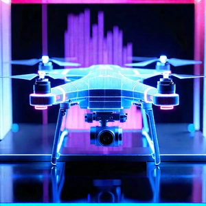 Drone With Holographic Display With Blue Black