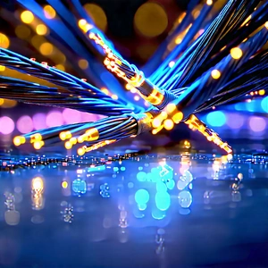 Close-up Of Fiber Optic Cables With Image, There