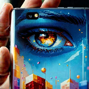 Smartphone with digital artwork