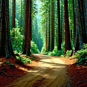 Nature Diagram Style: Path through redwood forest