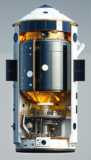 A Large Spacecraft With A Dome-shaped Structure On Top