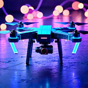 Drone With Glowing Screen With Small Drone