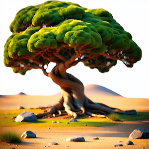 Nature Landscape Photography: Ancient Tree In Rocky Terrain With Large, Tree