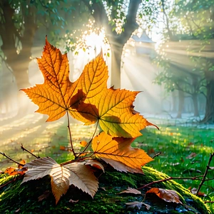 Nature Landscape Photography: Autumn Leaves In Misty Environment With Beautiful Autumn