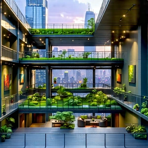 Urban Matte Painting: Urban loft with green rooftop