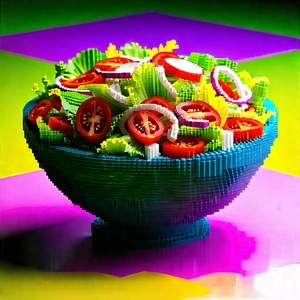 Lifestyle Voxel Art: Fresh Salad Prepared With (vibrant:1.3) Colors With Large Bowl