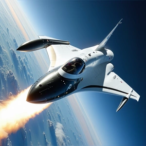 A White Fighter Jet Is Flying Through The Sky, Leaving A Trail Of Smoke Behind It
