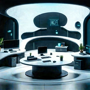 Futuristic Tech Startup Office With Futuristic Office,