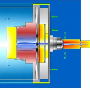 A Blue And Yellow Object Is Shown In A Close Up View
