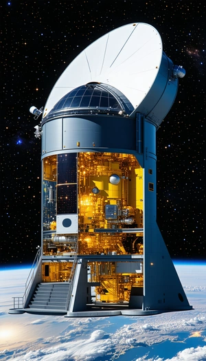 A Large Space Station With A Dome-shaped Structure And A Large Antenna On Top