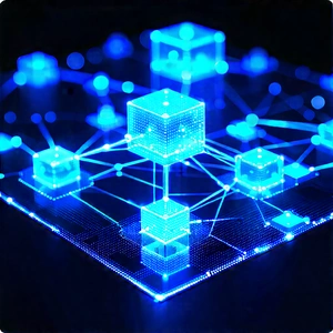 Blockchain Network Visualization With Blue White