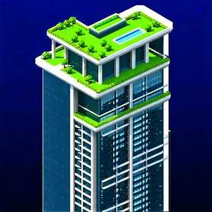 Urban Unreal Engine: Skyscraper With Green Rooftop With Large, Modern