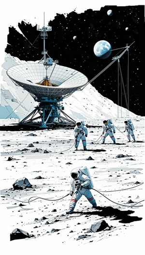 image, group astronauts standing moon