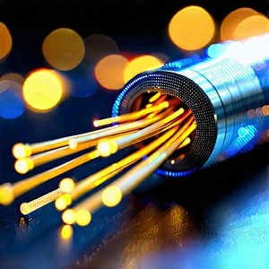 Close-up Of Fiber Optic Cables With Close-up Blue