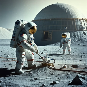 In The Image, There Are Two Astronauts On The Moon, Standing Next To Each Other