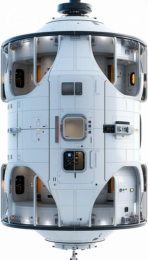 The Image Is A 3d Model Of A Space Shuttle, Showcasing The Interior Of The Spacecraft
