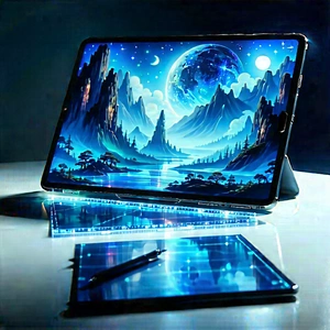 Tablet With Holographic Display With Laptop Computer