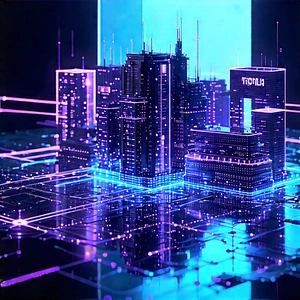 Digital Transformation Visualization With Futuristic Cityscape