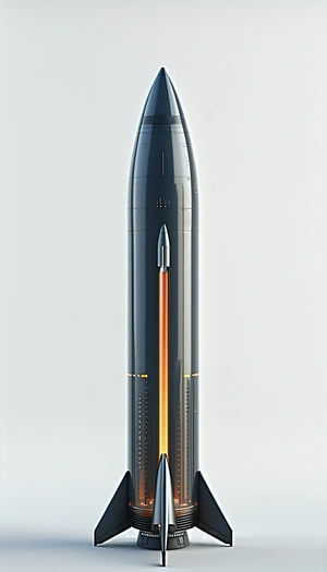 large rocket shown white background