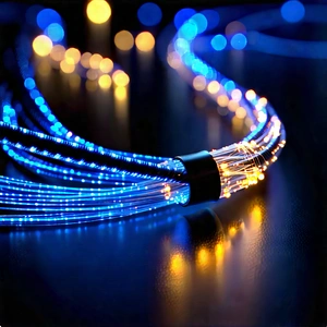 Close-up Of Fiber Optic Cables With Close-up Blue